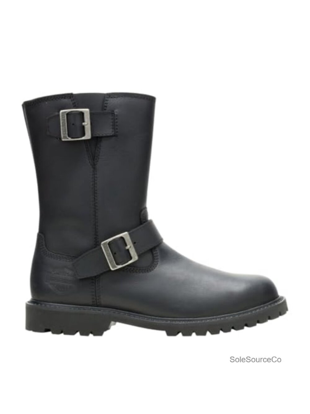 Mens Full Grain Leather Motorcycle Boots Mid Calf Engineer Zippered